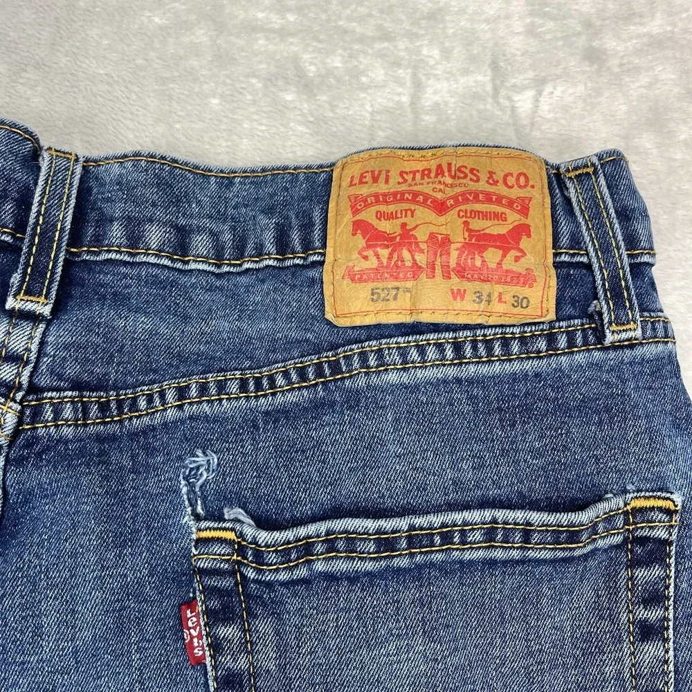 Levi's Jeans Mens 34x30 Blue Denim 527 Stretch Americana Slim Bootcut Grunge